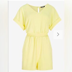 Express Yellow Romper with Keyhole Back size medium.